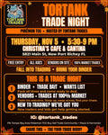 Tortank Trade Night flyer: Thu Nov 5, 5:30–9 PM, Christina's Cafe & Cantina, 5821 Main St, New Port Richey. Free, all ages.
