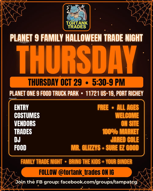 Planet 9 Family Halloween Trade Night is THURSDAY: Oct 29, 5:30-9 PM, Planet One 9 Food Truck Park, Port Richey. Free, all ages.
